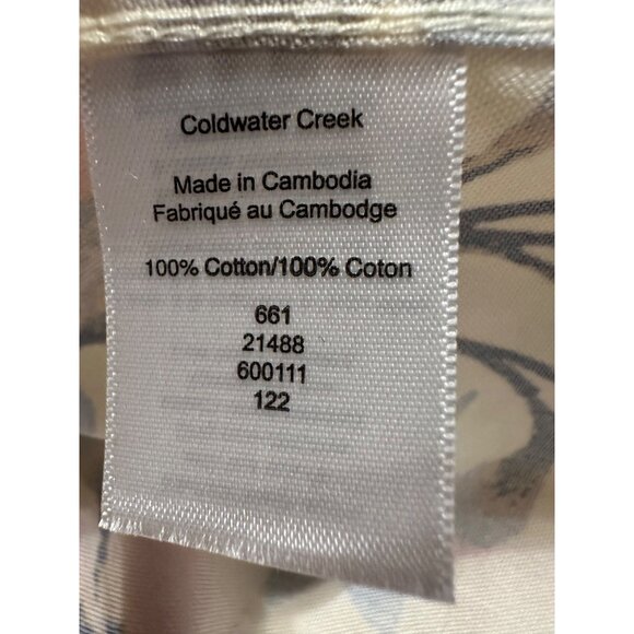 Coldwater Creek Woman’s XL Floral Button-Up Shirt Cotton Blouse Striped Collar - Picture 4 of 13